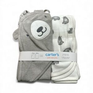 Carter’s Just One You Hooded Towel & Bath Towel Set – Bear Print – One Size